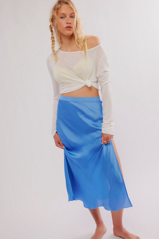 Free People Heart Eyes Half Slip Midi Slip Skirt - Etheral Combo