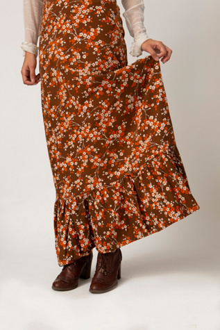 brown floral skirt