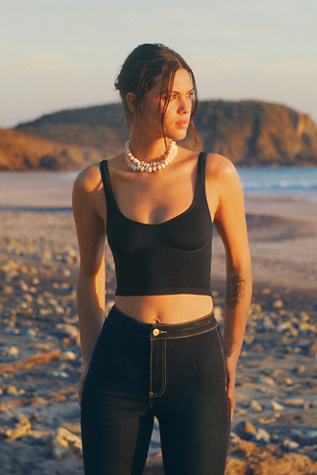 Meg Seamless Crop Top by Intimately at Free People in Black, Size: M/L