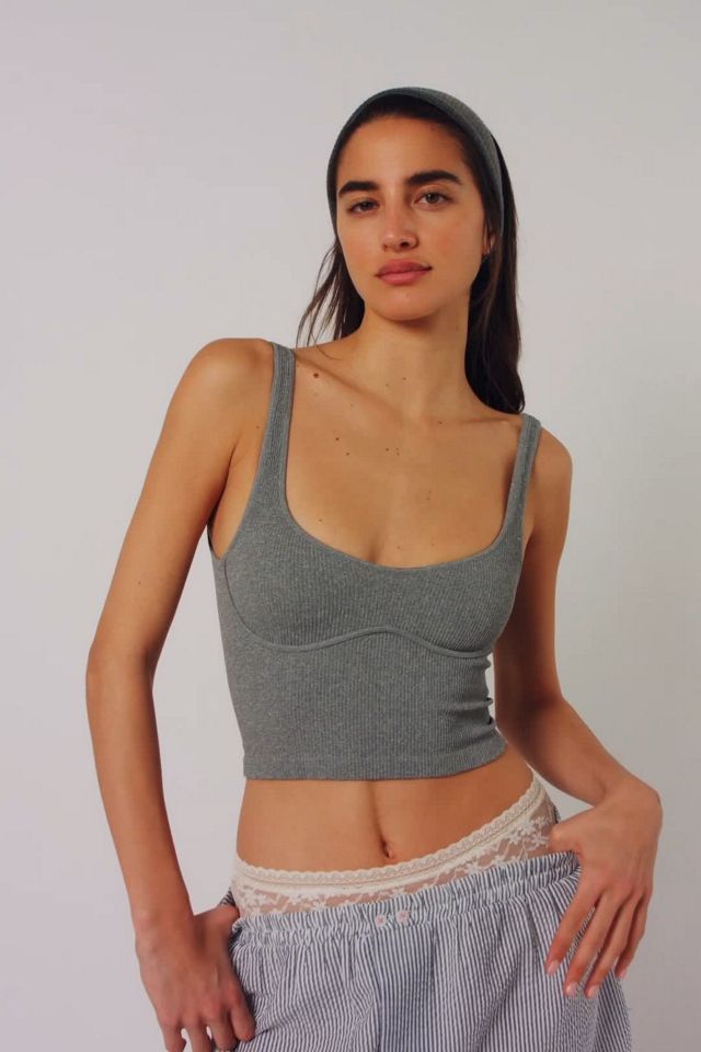Free People - Square Neck Seamless Cami Crop Top - Heather Grey - Miss  Monroe Boutique