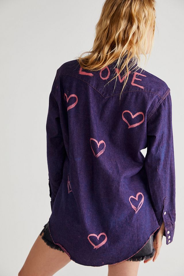 Haut en denim motif cœur #1