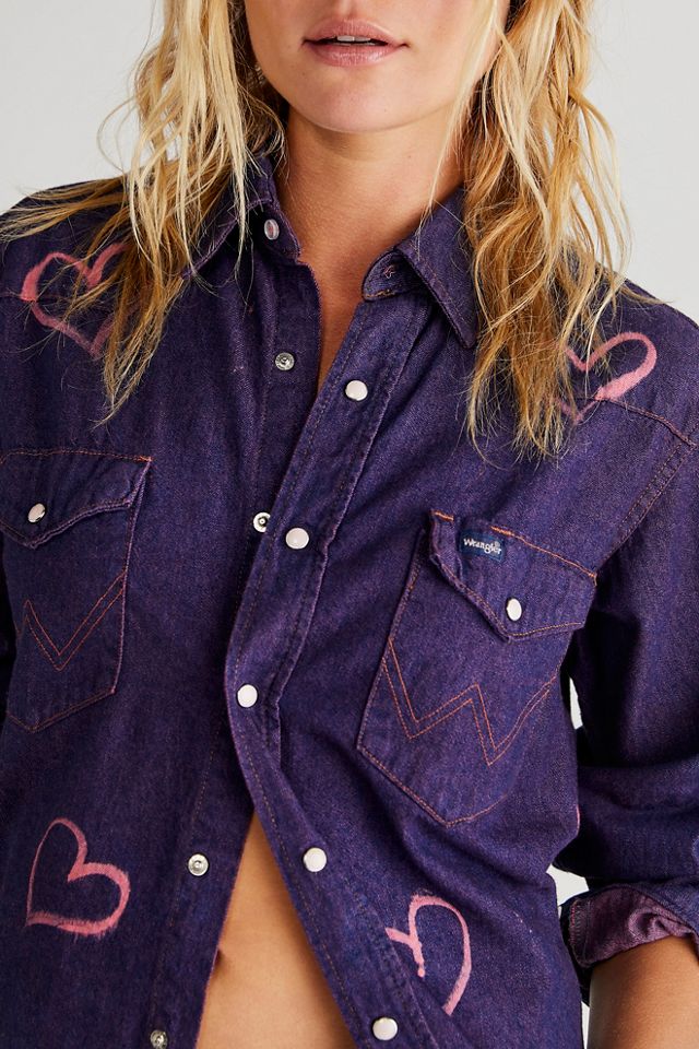 Haut en denim motif cœur #2