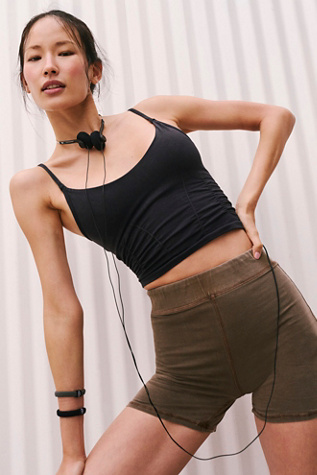 Good Karma Ruched Crop Tank Top by FP Movement at Free People in Black, Size: M/L