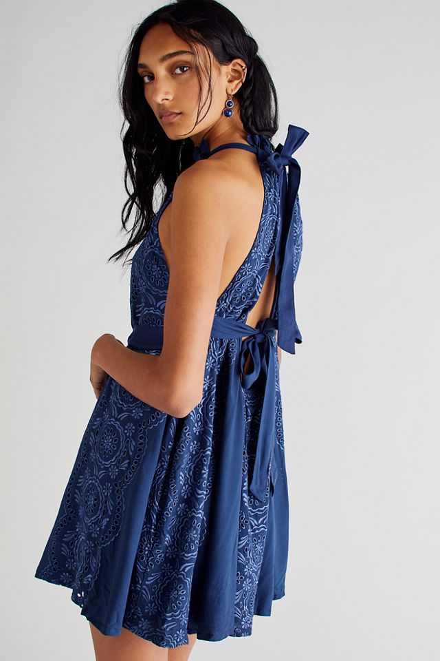 Free people blue lace dress sale