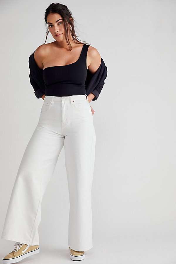CRVY Gia Wide-Leg Jeans by We The Free at Free People, Back Alley Blue, 29