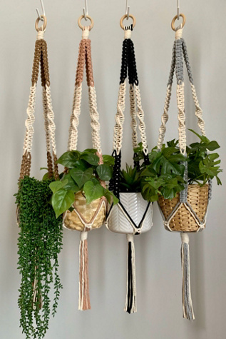 I Would Rather Knot Macrame Plant Hanger at Free People in Grey