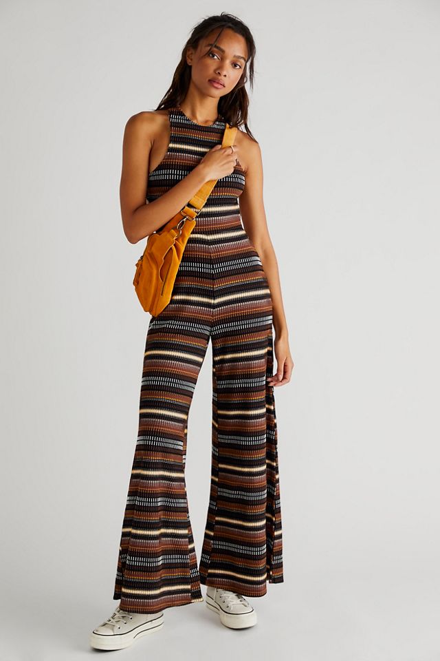 Free people striped jumpsuit on sale