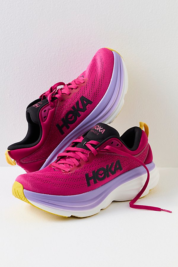 Hoka Bondi 8 Sneakers In Cherries Jubilee / Pink Yar