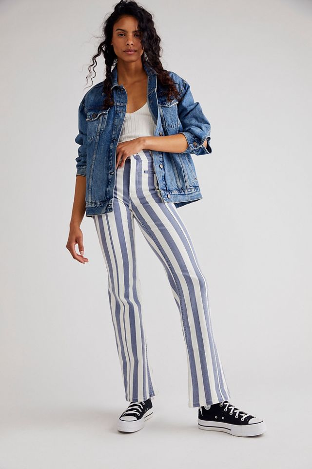 Free people firecracker striped flare authentic jeans