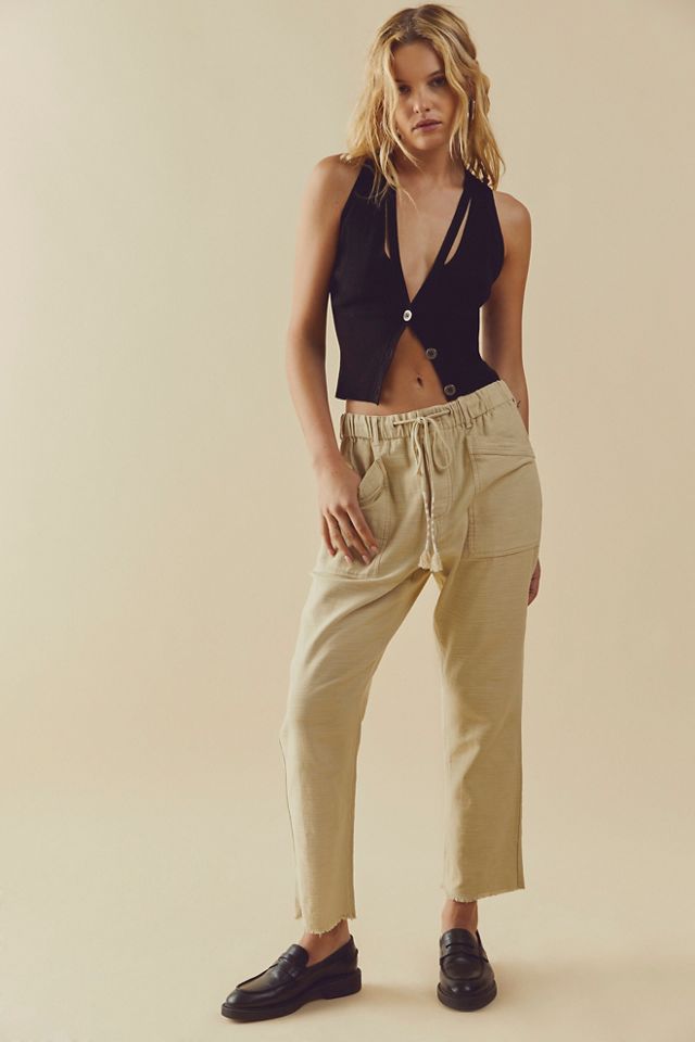 Free People Margate Pleated Trouser Paperbag Tie Waist Pants US Size S