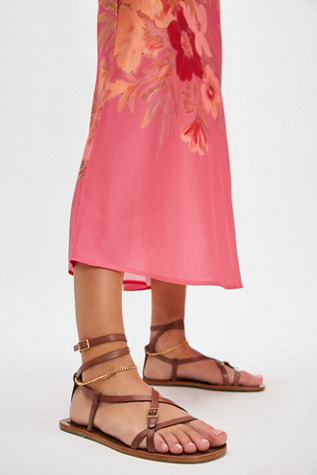 Athena Anklet Wrap Sandals by Vicenza at Free People in Cognac, Size: US 9