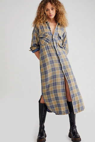 Free People x CP Shades Plaid Long shops Dress Sz XS