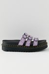 blaire flower buckle leather slide sandals