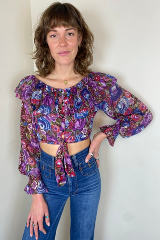 Vintage 70s 80s Tie Front Floral Crop Top Selected by Picky