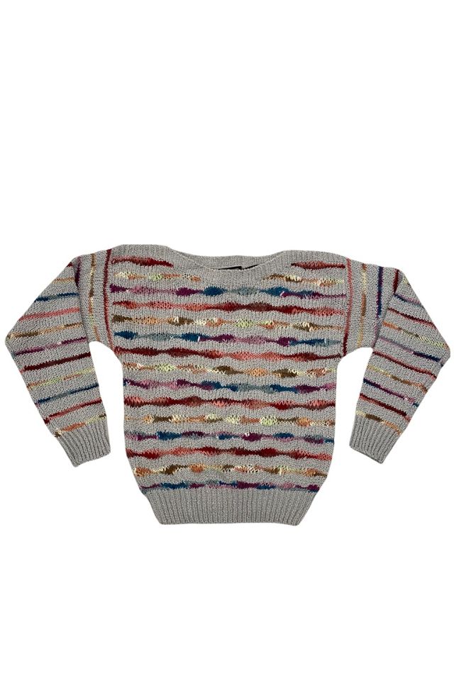 1980s Vintage Dusty Rainbow Striped Knit Sweater Selected by BusyLady Baca  & The Goods