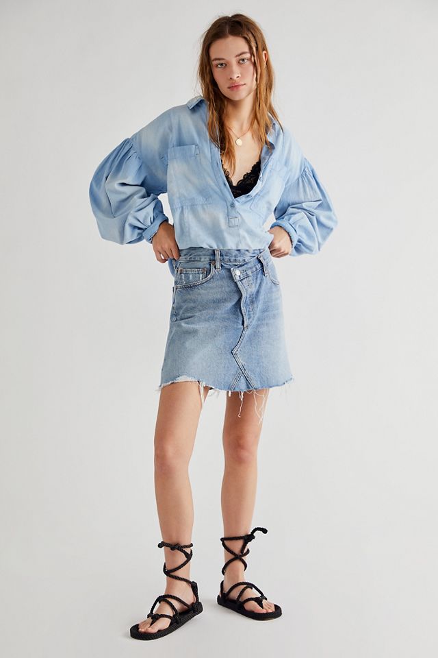 Criss cross hot sale denim skirt