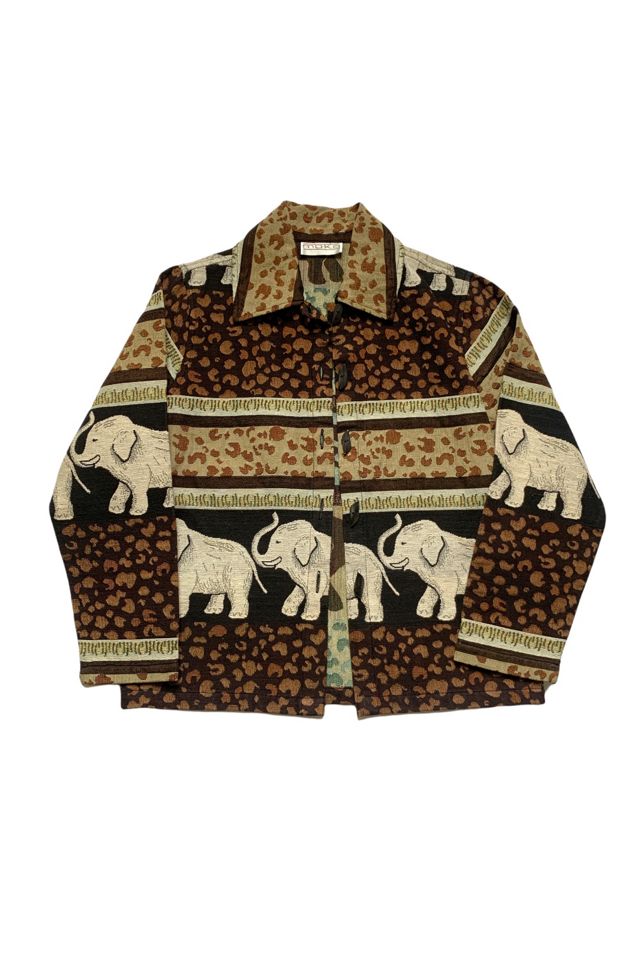 Vintage 1990s Elephants on Parade Woven Tapestry Jacket Selected