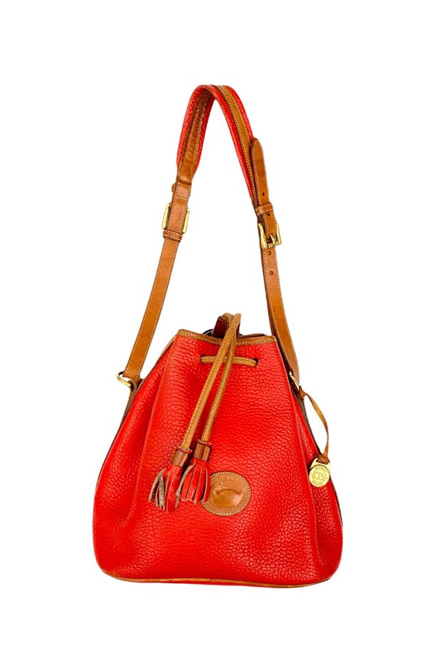 Vintage Dooney & Bourke All Weather Pebbled Leather Drawstring Bucket Bag