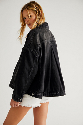 We The Free Opal Swing Denim Jacket at Free People in Black, Size: Small