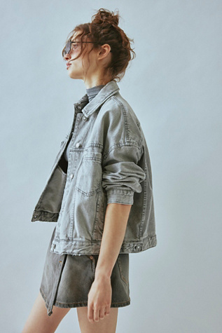 We The Free Opal Swing Denim Jacket at Free People in Falcon Grey, Size: Medium