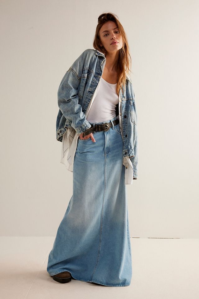 Free people long denim on sale jacket