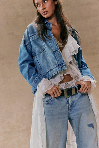 We The Free Opal Swing Denim Jacket at Free People in Blue, Size: XS