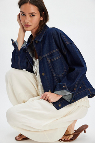 We The Free Opal Swing Denim Jacket at Free People in Blue, Size: XL