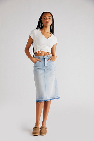 MOTHER The Vagabond Midi Undone Hem Skirt | Free People UK