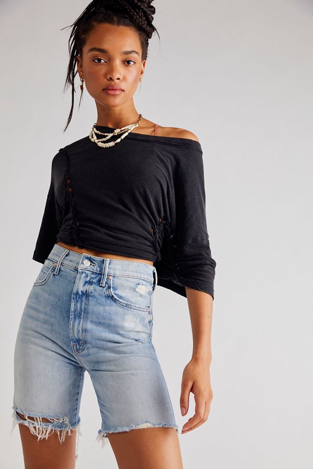 MOTHER High-Waisted Smokin' Fray Shorts