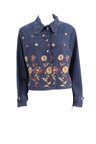 1970s Denim Flower Garden Jacket Selected By Ritual Vintage