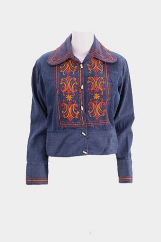 1970s Fire Embroidered Denim Jacket Selected By Ritual Vintage