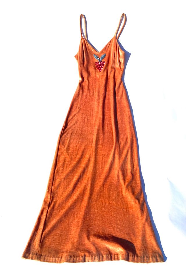 Free people sale orange velvet dress