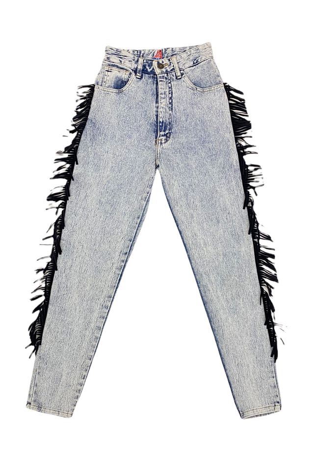 Vintage Bleach Wash Extreme Fringed Jeans