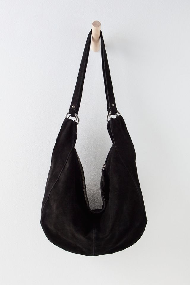 Free People Slouchy Suede Shoulder Bag in Black