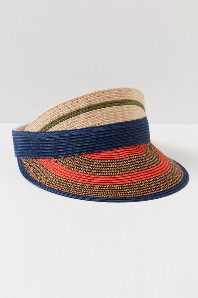 Striped Beach Day Straw Visor #2