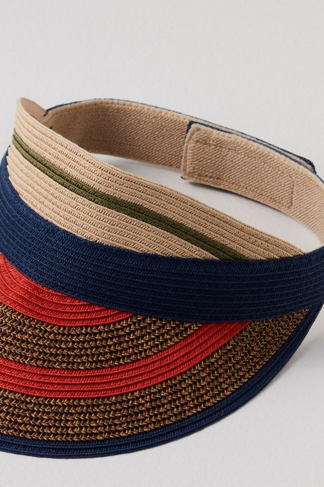 Striped Beach Day Straw Visor #3
