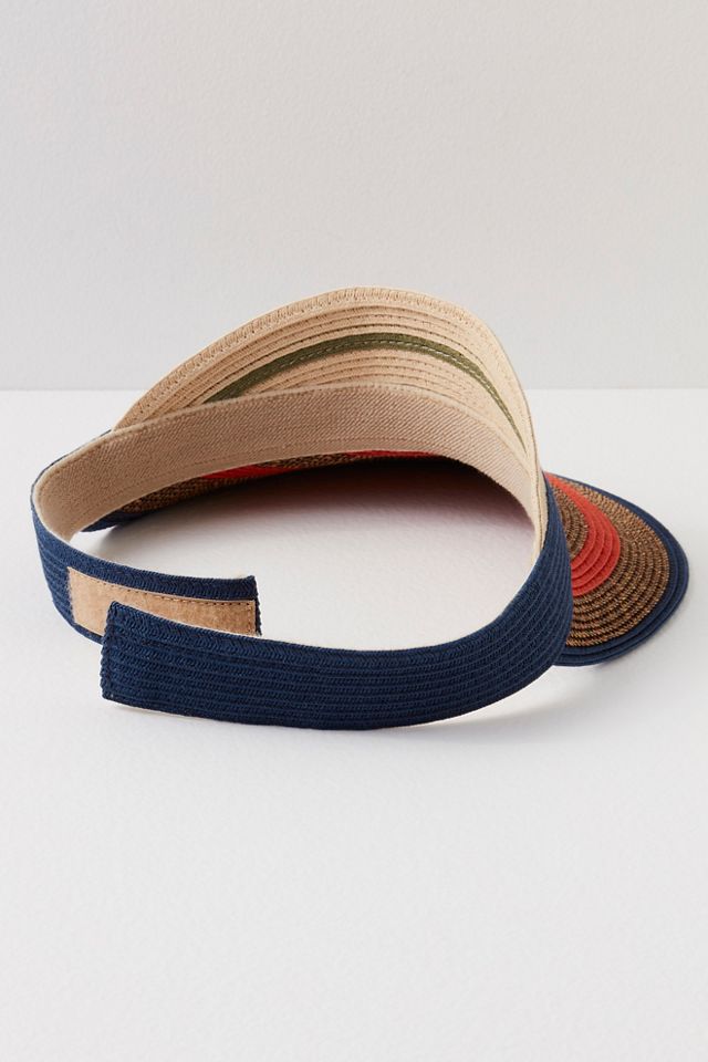 Striped Beach Day Straw Visor #4