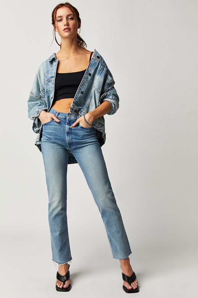 MOTHER High-Waisted Rider Ankle Fray Jeans