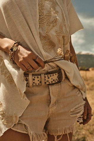 We The Free Tough Type Embellished Belt at Free People in Stone Cold Studded, Size: M/L