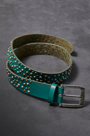 We The Free Tough Type Embellished Belt At Free People In Emerald Studded, Size: XS/S