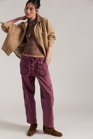 Tahiti Cargo Trousers by We The Free at Free People in Washed Maroon, Size: Medium