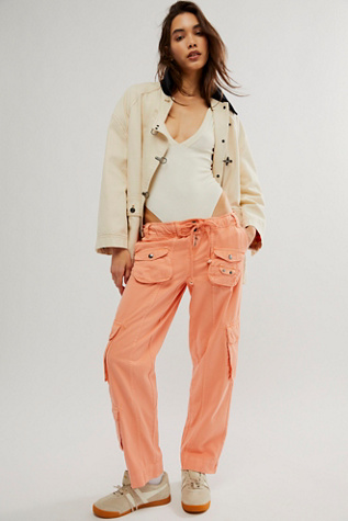 Tahiti Cargo Trousers at Free People in Grapefruit Seltzer, Size: Small