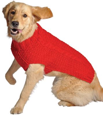 Chilly Dog Hot Pink Alpaca Cable-Knit Dog Sweater