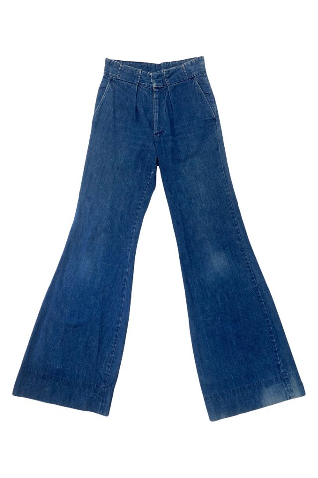 Mens Bell Bottom Jeans Flared Denim Pants 80s 70s Vintage Wide Leg Trousers  Blue