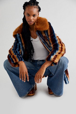 Free people on sale blue fur coat