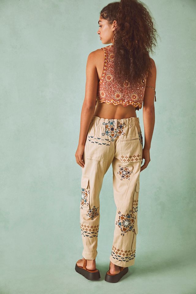 Free People NIB Size Medium Tahiti Printed Cargo Pants NEW