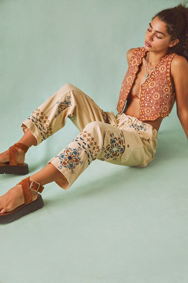 Tahiti Embroidered Cargo Pants