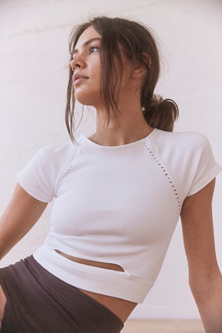 Cut It Out Short Sleeve Top by FP Movement at Free People, Ivory, XS/S