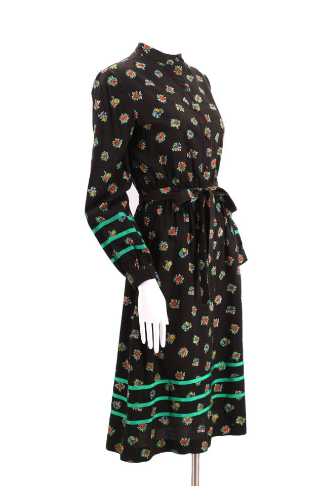 1970s Black Ribbon Prairie Dress Selected By Ritual Vintage #1