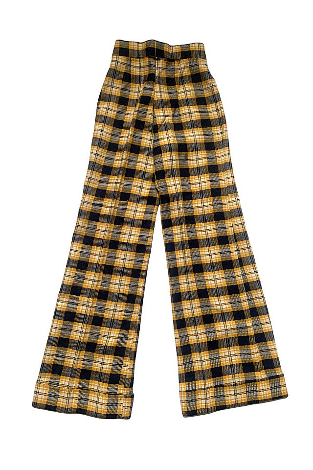 Vintage 1970s Bold Plaid Wide Leg Pleated Trouser Pants Selected 